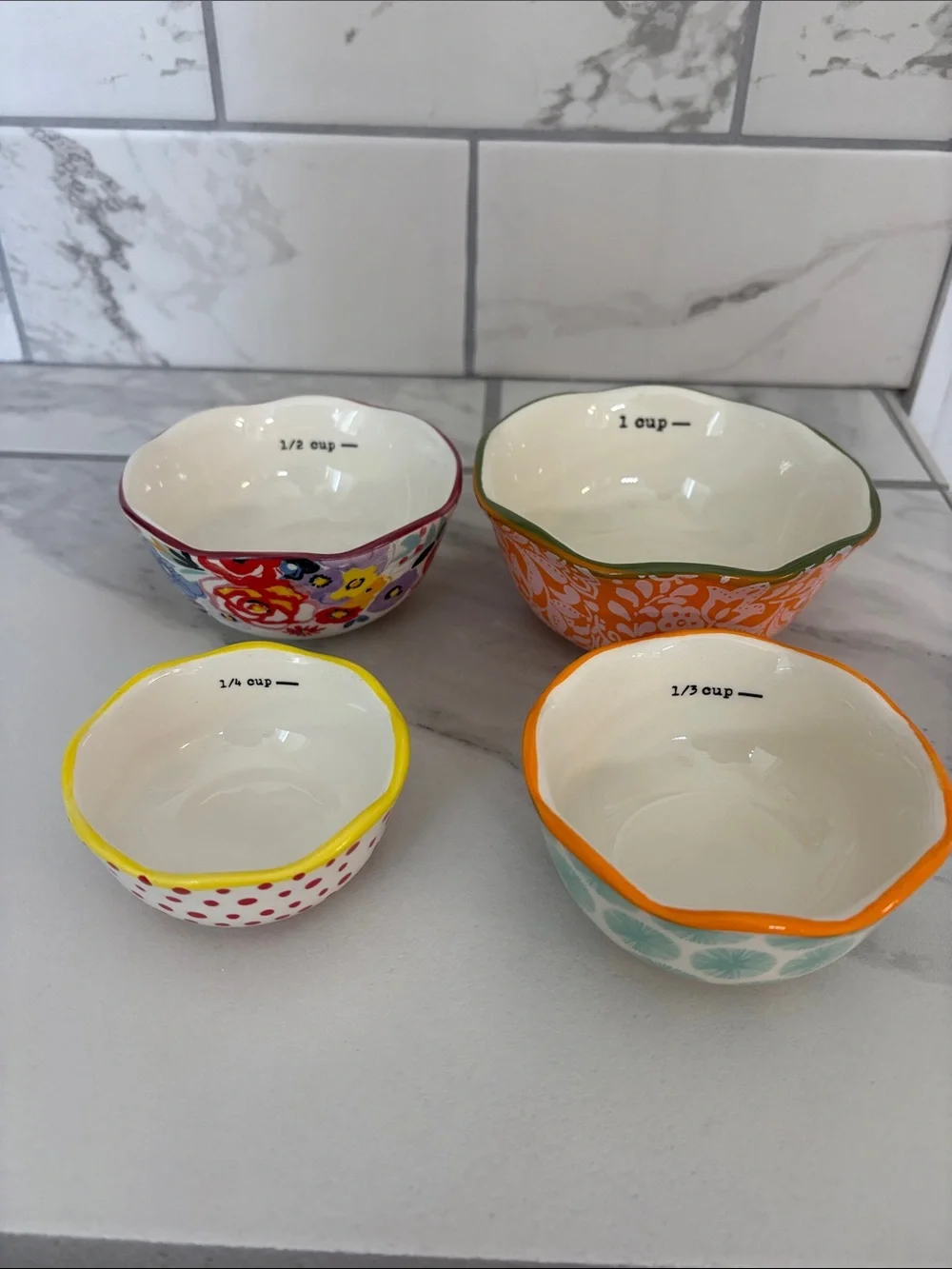 The Pioneer Woman Flea Market 4-Piece Ceramic Decorated Measuring Bowls